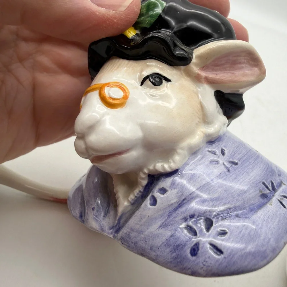 Fitz and Floyd Harvest Farm‎ Gretta Goat Jam Jar Honey Pot with Spoon Vintage